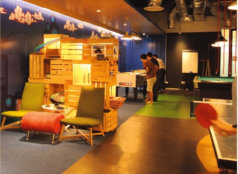 Nơi nhân viên của Google nghỉ ngơi, thư giãn và trao đổi ý tưởng công việc tại văn phòng Google, Singapore. 